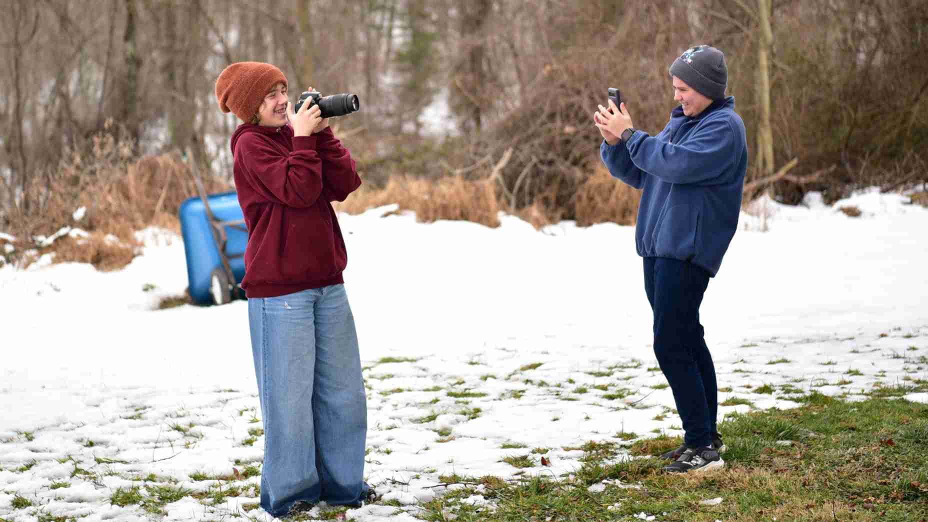 students learning photography