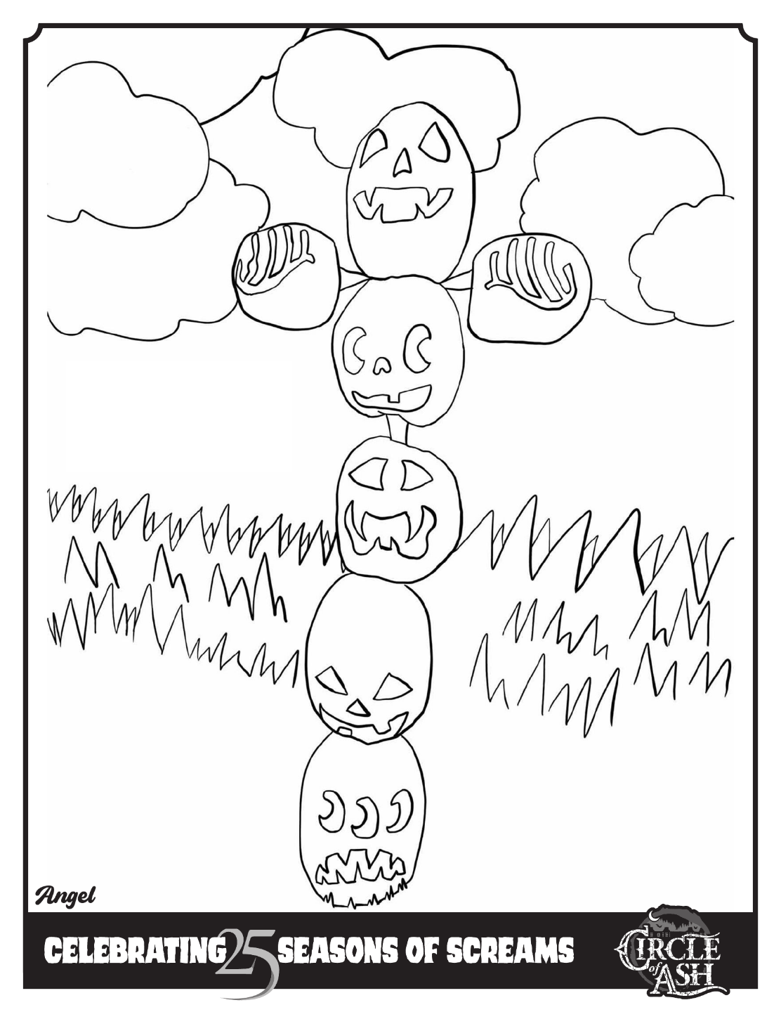 Circle of Ash coloring sheet: The Hollowed Harvest