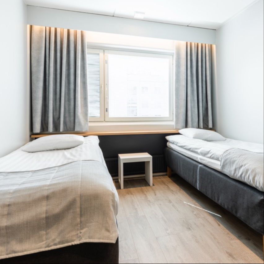 Twin hotel room interior