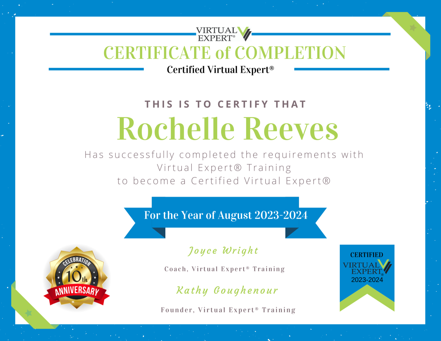 Rochelle Reeves Virtual Expert® Certification