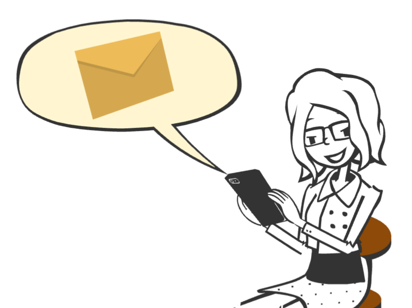 Illustration of Charis Santillie sending an email