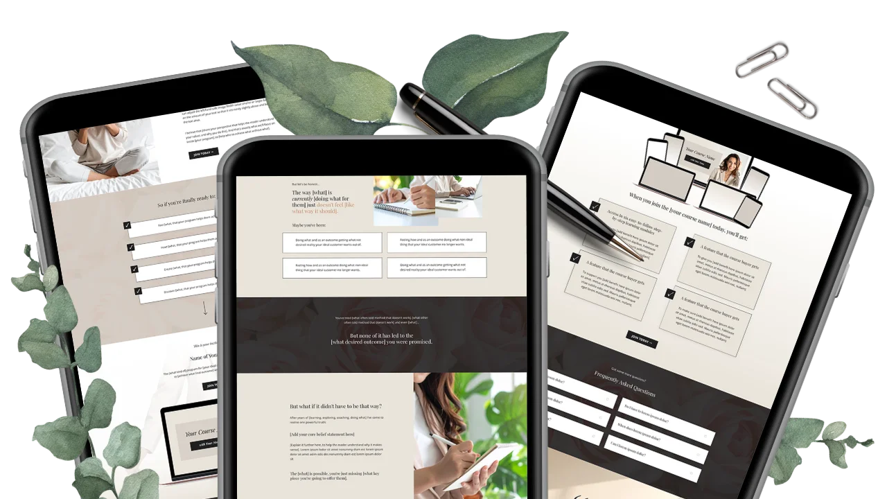 Kajabi templates on iPad screens