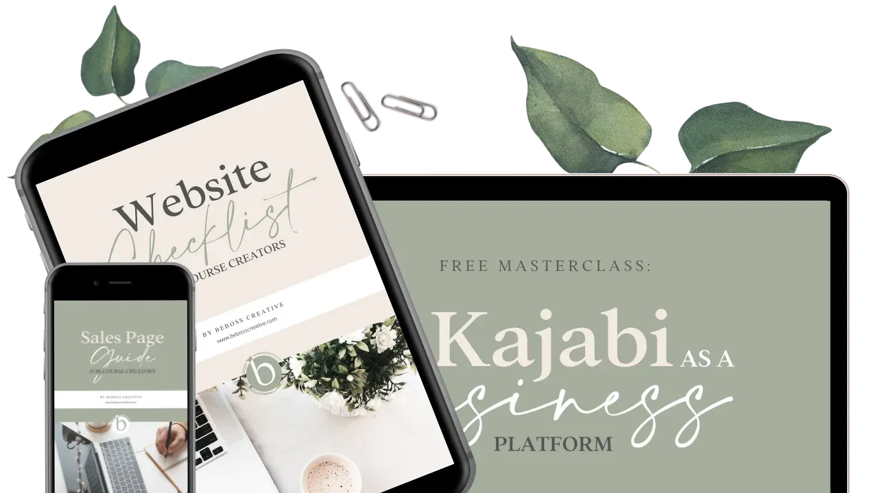 Kajabi course creator's resources on screens