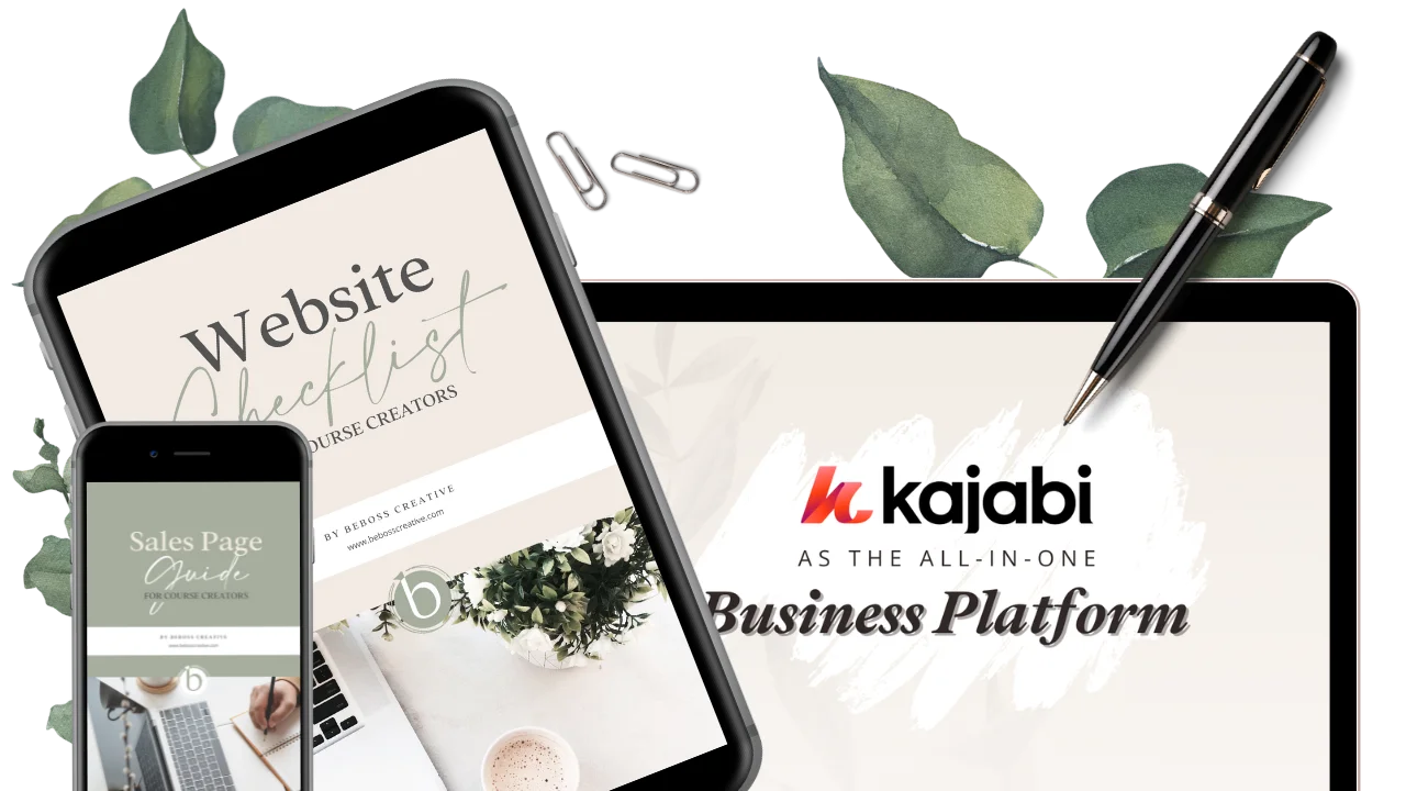 Kajabi course creator's resources on screens