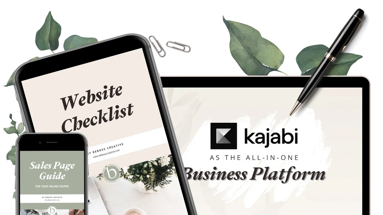 Kajabi course creator's resources on screens
