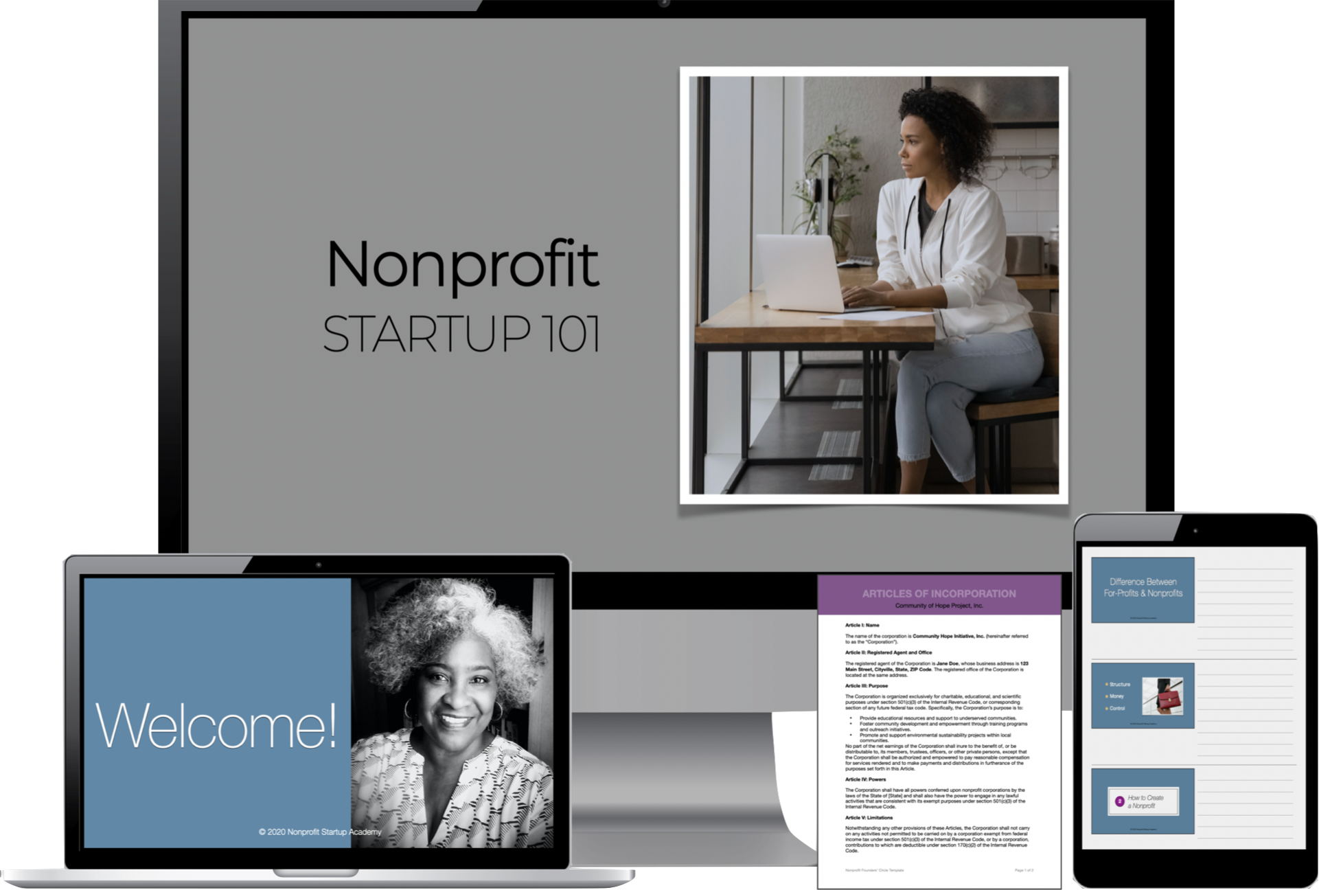 Tech mockup for Nonprofit Startup 101
