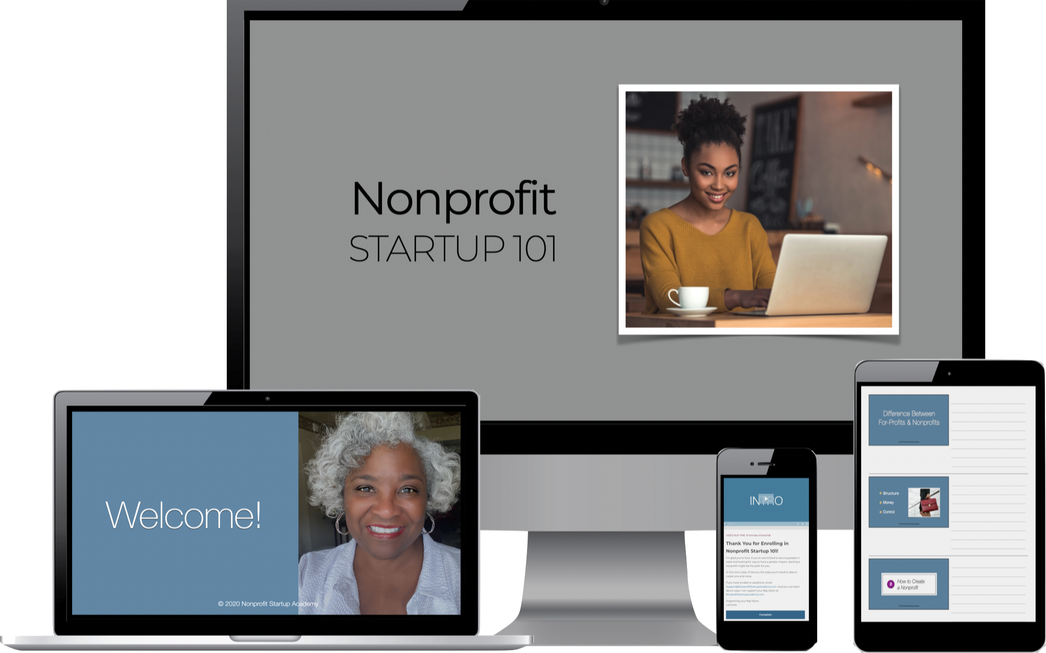 Mockup with laptop, minitor and mobile devices