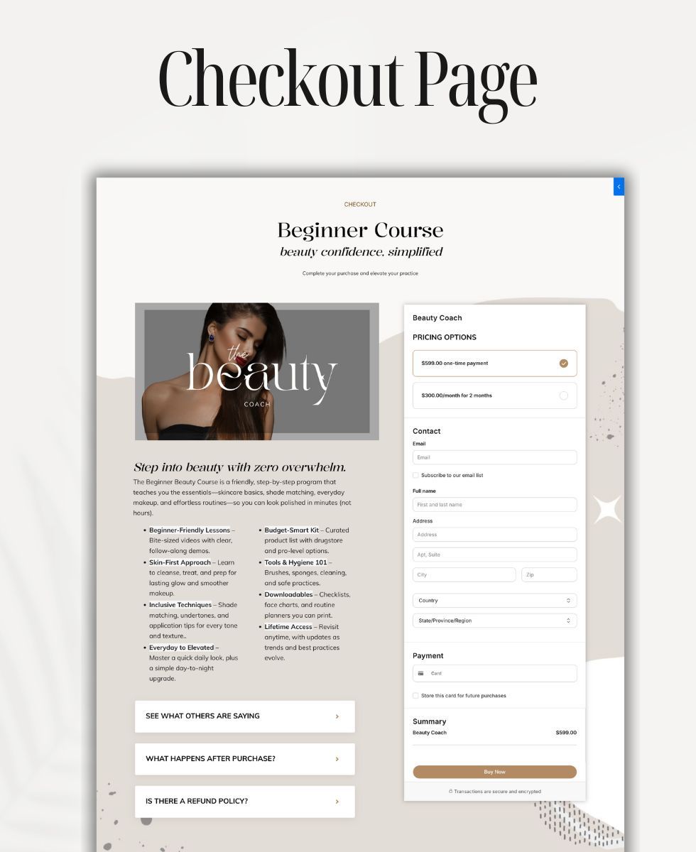 Thrivecart checkout templates - mockup of example