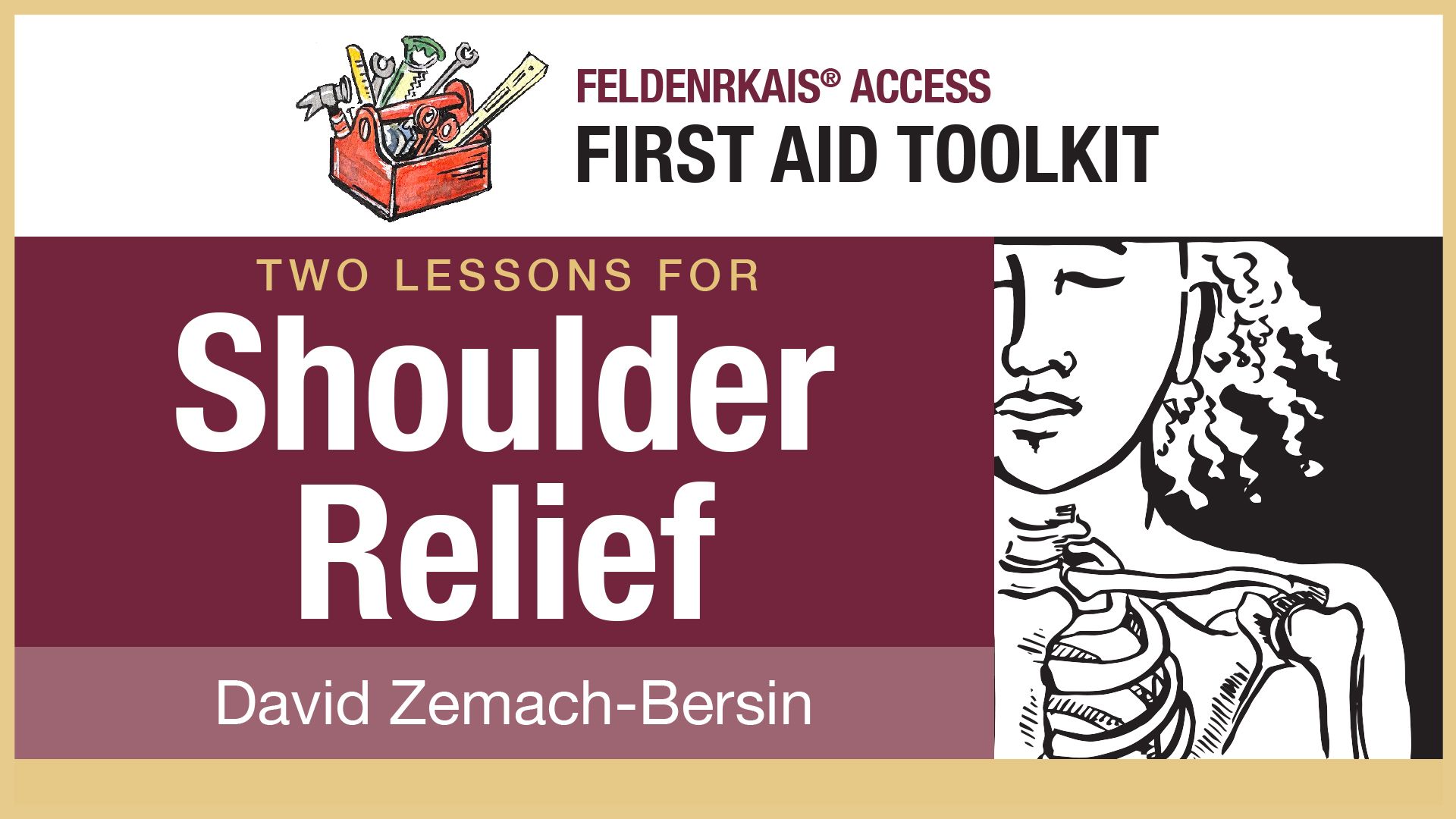 X-ray view person with curly hair revealing bones of the shoulder girdle as an illustration of online Feldenkrais Method lessons for Shoulder Relief