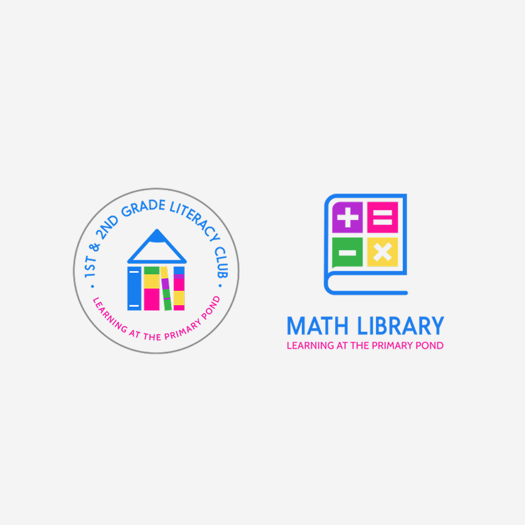 First and Second Grade Literacy Club and Math Library Logos
