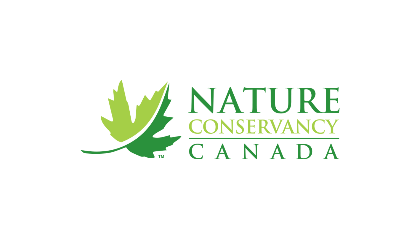 Logo for Nature Conservancy Canada featuring two stylized green maple leaves beside the words “Nature Conservancy Canada.”