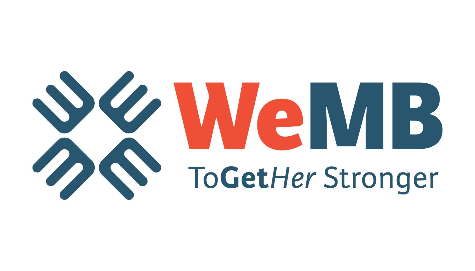 Logo for WeMB featuring four stylized hands forming a circular shape beside the text “WeMB” and the tagline “ToGetHer Stronger.”