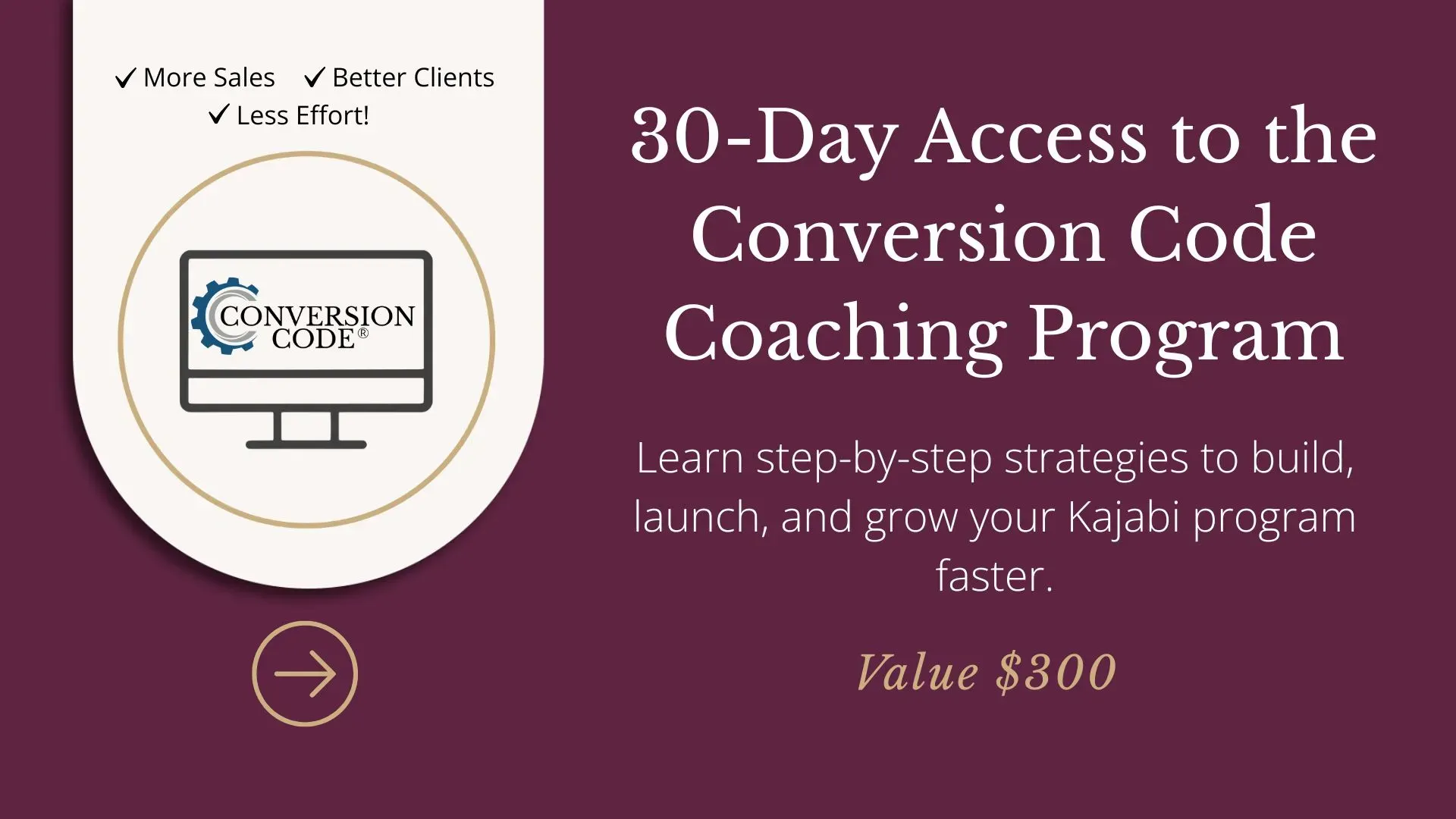 30-Day Access to the Conversion Code Coaching Program