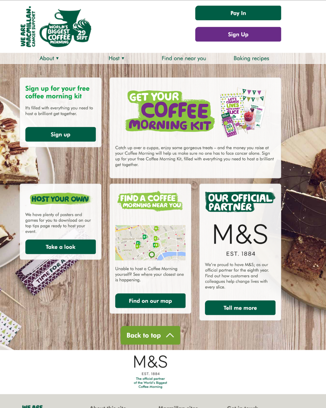 Example of Worlds Biggest Coffee Morning  Website Old Homepage