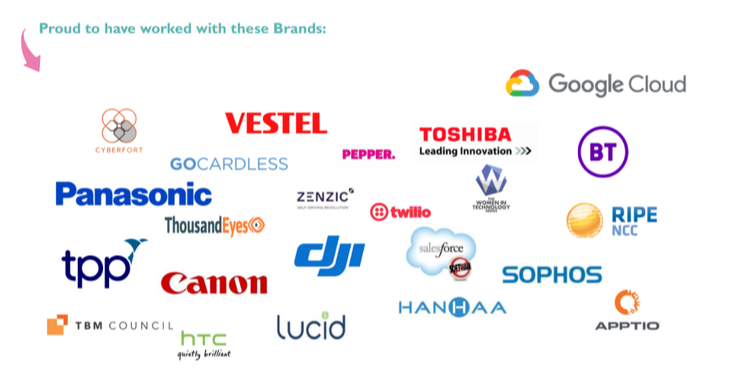 Company logos of brands that Rebecca Jabbar has trained