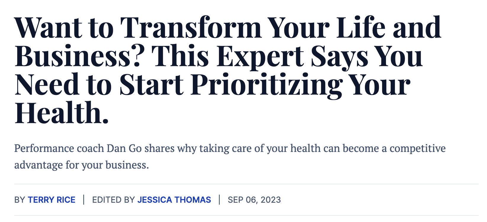 Dan Go Fitness Coach On Terry Rice The Entrepreneur Article