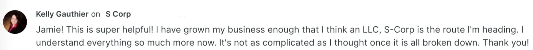 Customer shares experience using the S Corp Toolbox to navigate S Corp setup