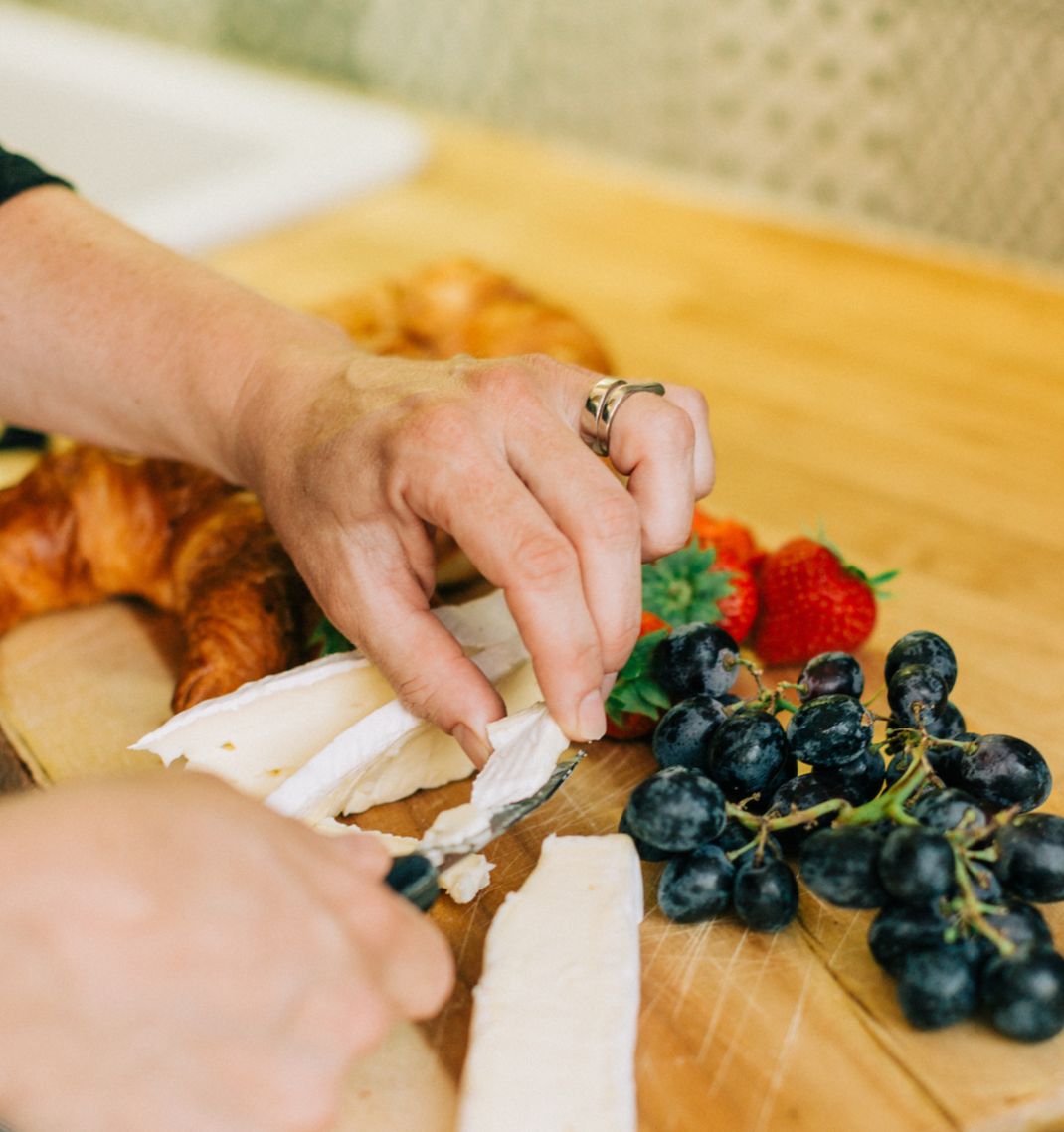 happy women at table