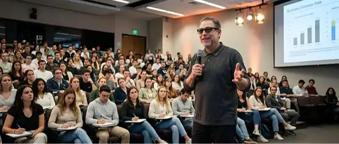 Consultoria.uno o uno de sus representantes en los medios de comunicación, televisión y dando conferencias sobre cómo conseguir más clientes