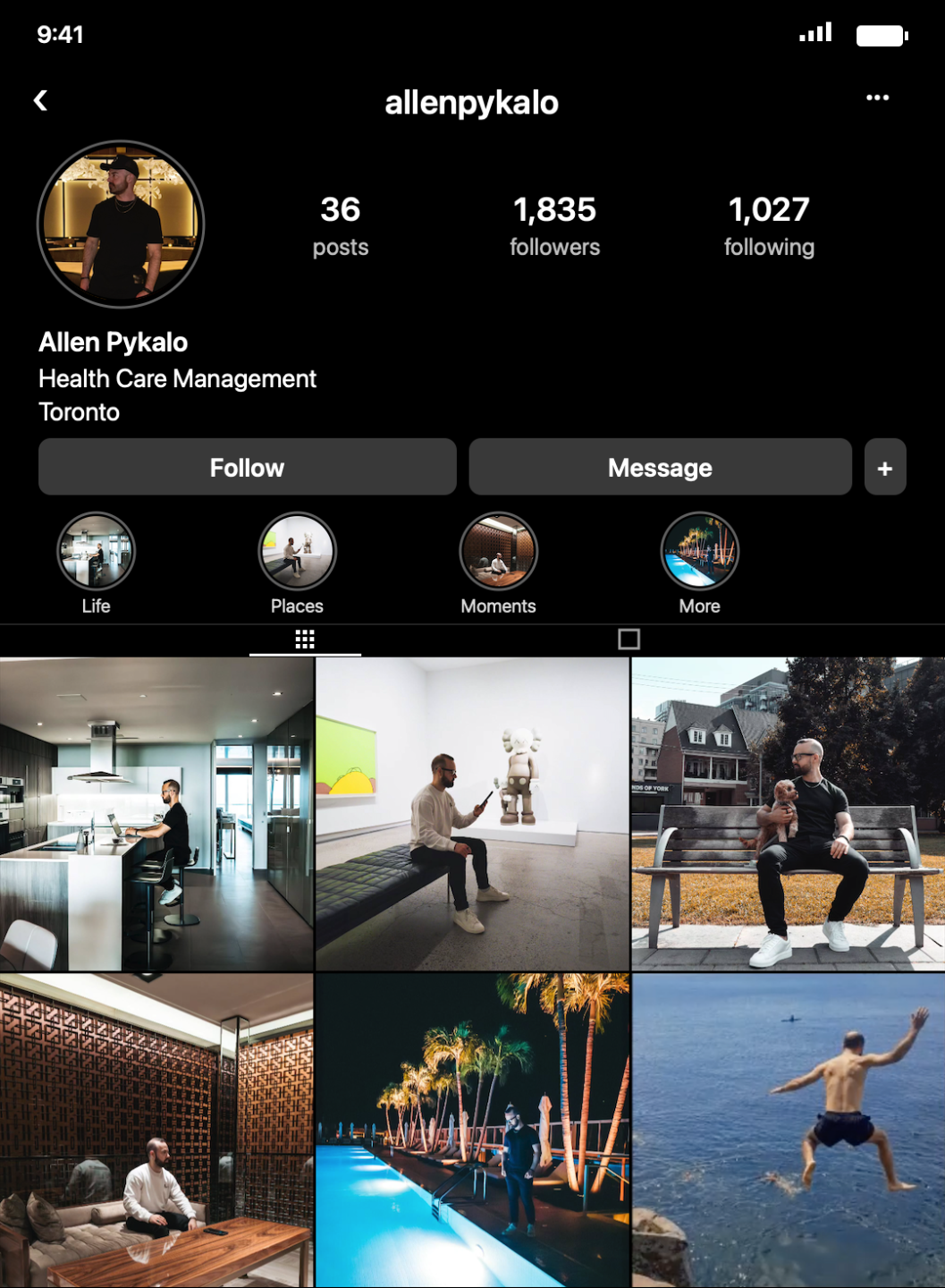 Allen's after Instagram profile