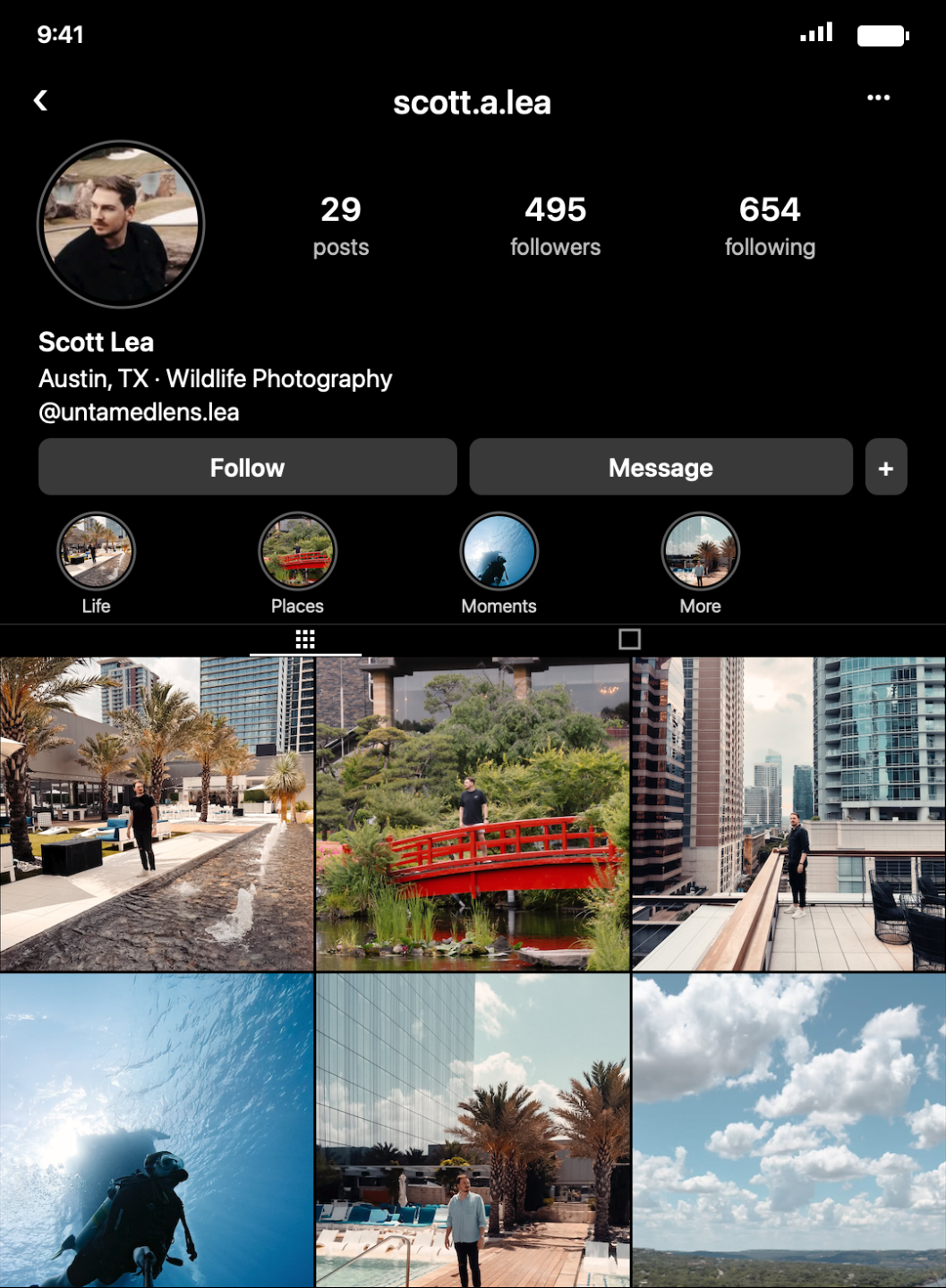 Scott Lea's after Instagram profile