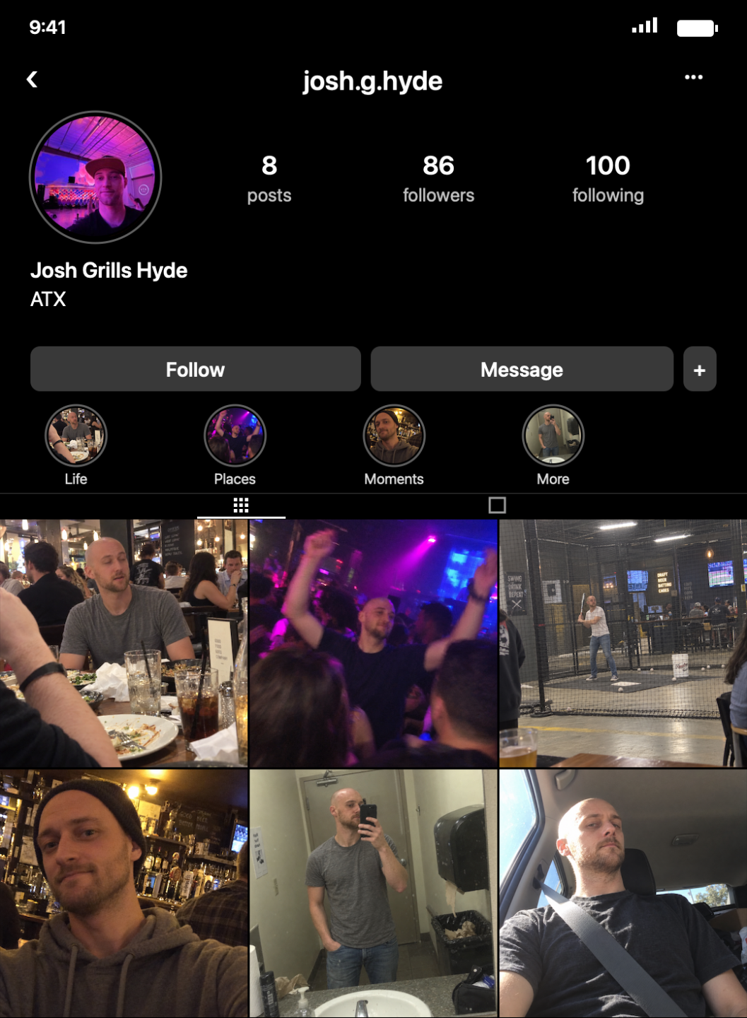 Josh's before Instagram profile
