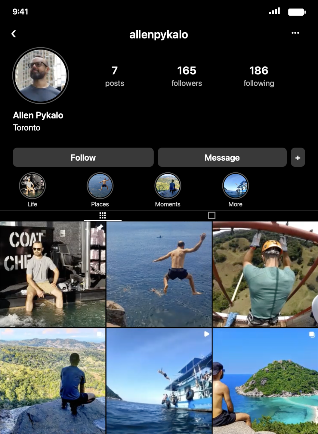 Allen's before Instagram profile
