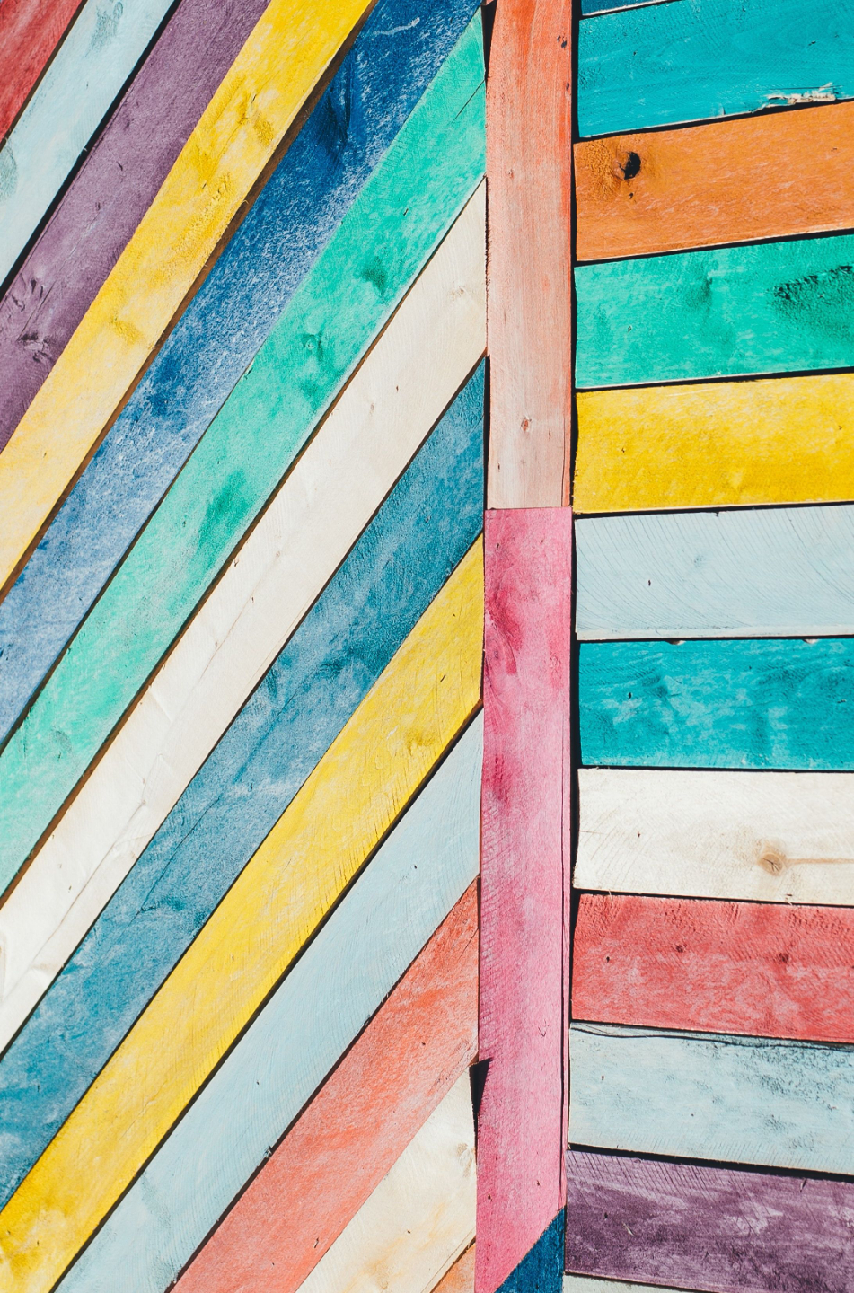 Image of multi-colored painted wood planks