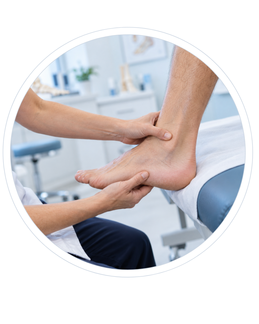Podiatrist using a foot file against patients foot