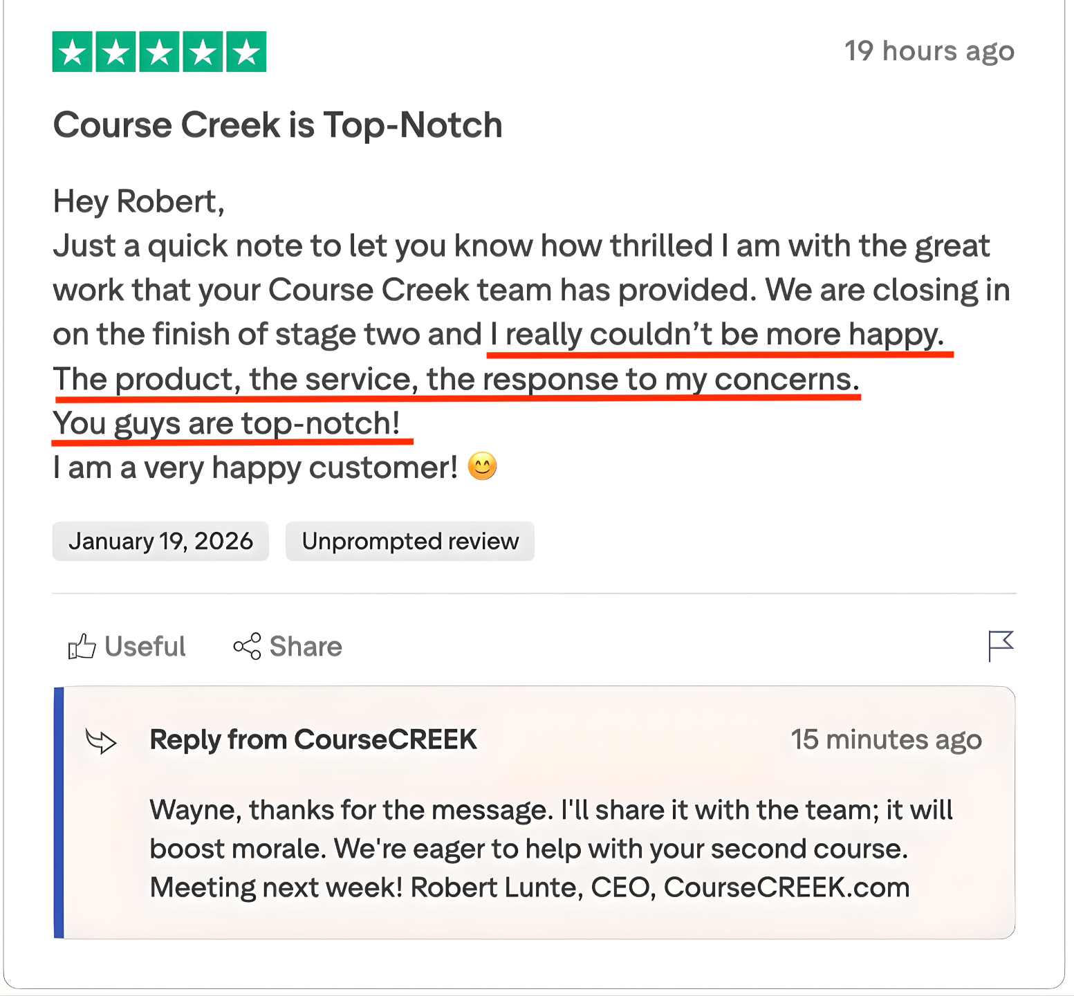 CourseCREEK Reviews and Testimonials