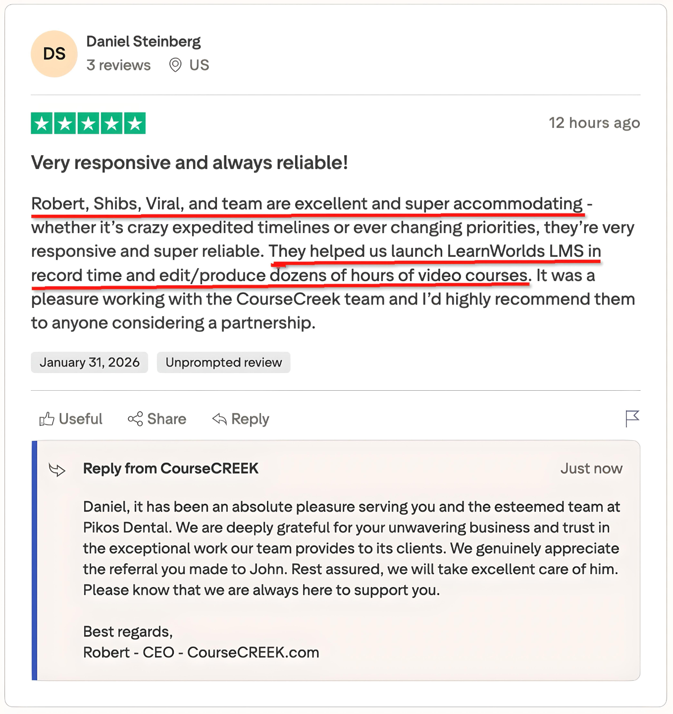 CourseCREEK Reviews and Testimonials