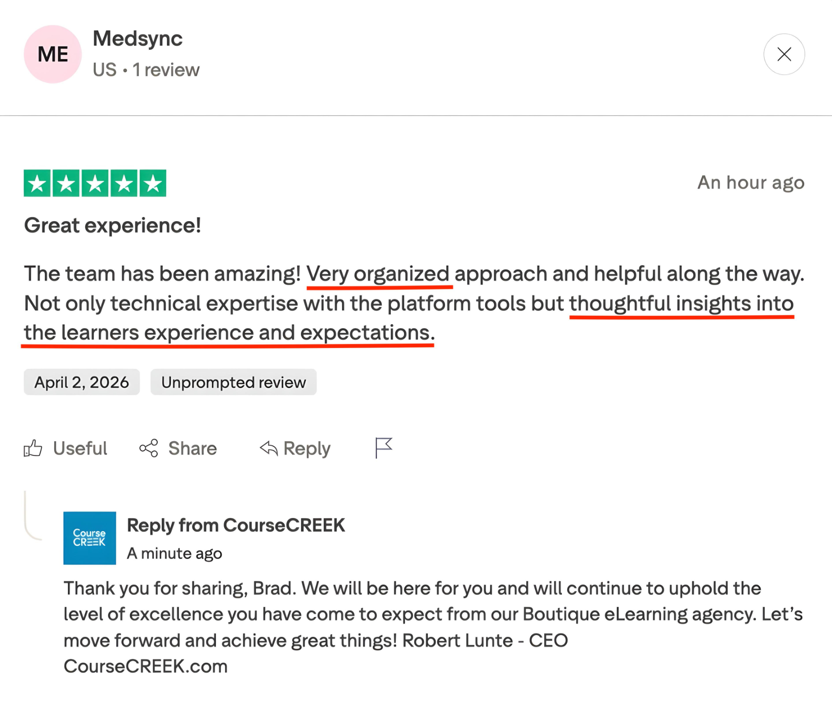 CourseCREEK Reviews and Testimonials