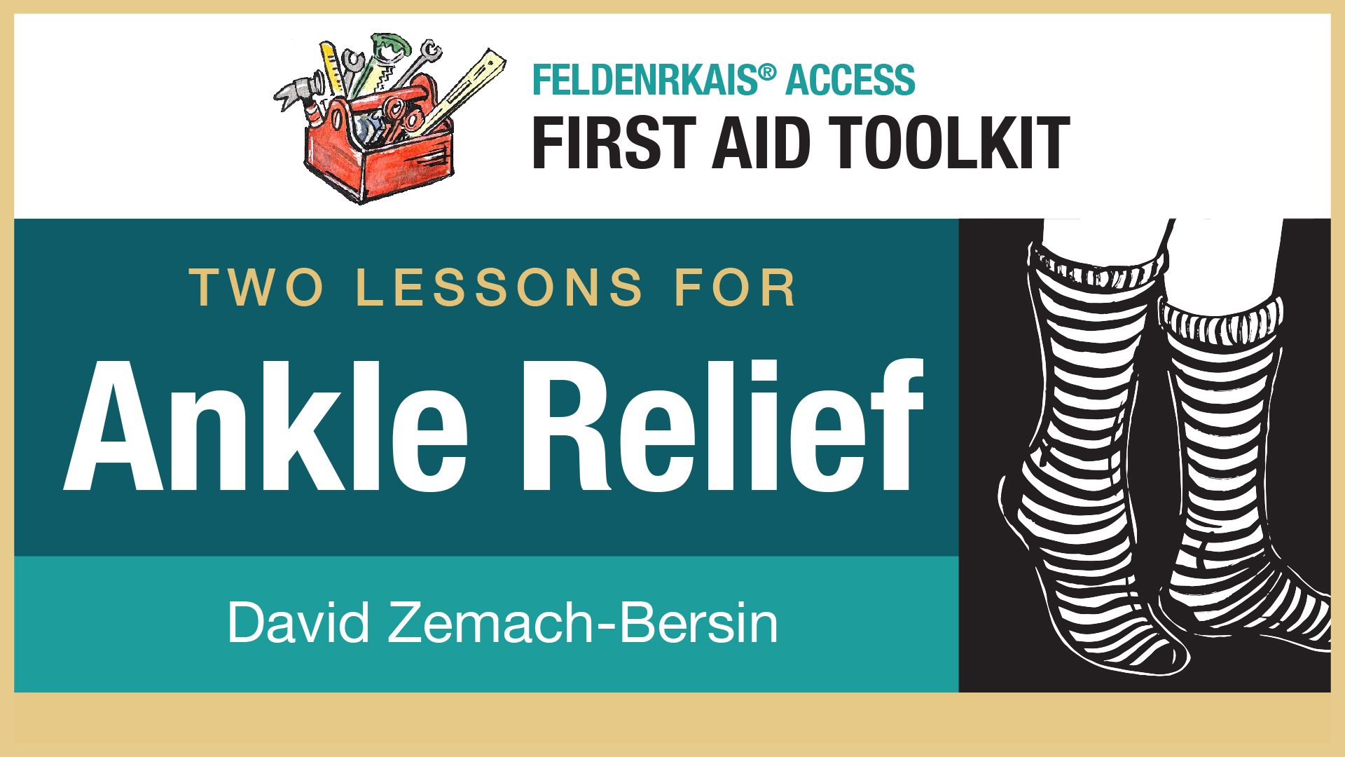 Person wearing shin-high striped black and white socks as an illustration of online Feldenkrais Method lessons for Ankle Relief