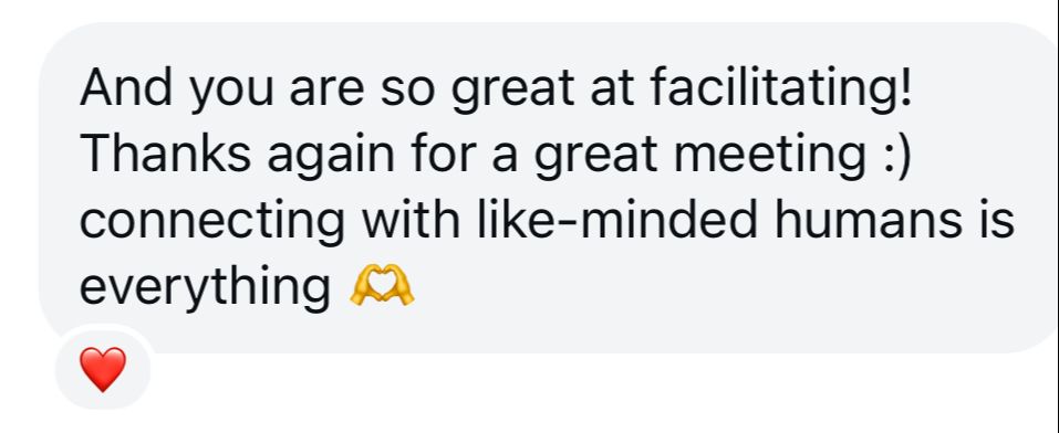 Facilitation and connection testimonial