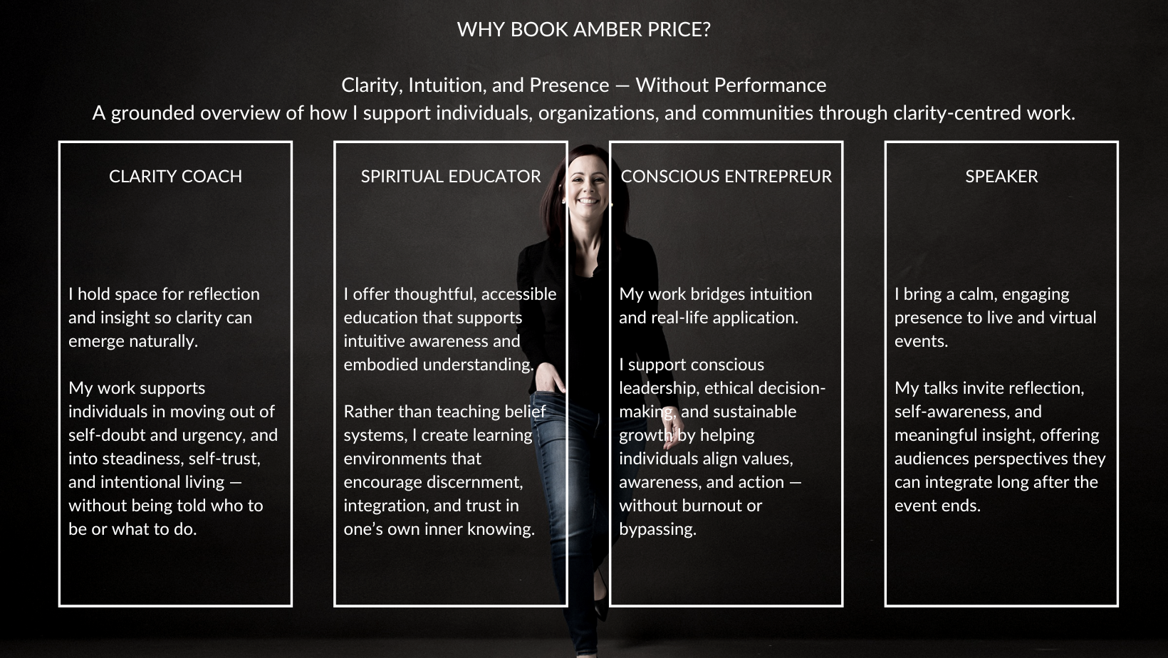 Amber Price Clarity Coach, Speaker, Spiritual Educator Media Kit Why Book Amber Price