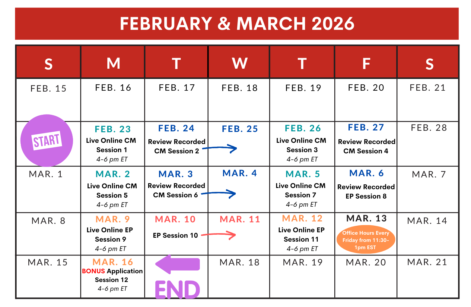 READY, Set, Change! Winter Training Schedule