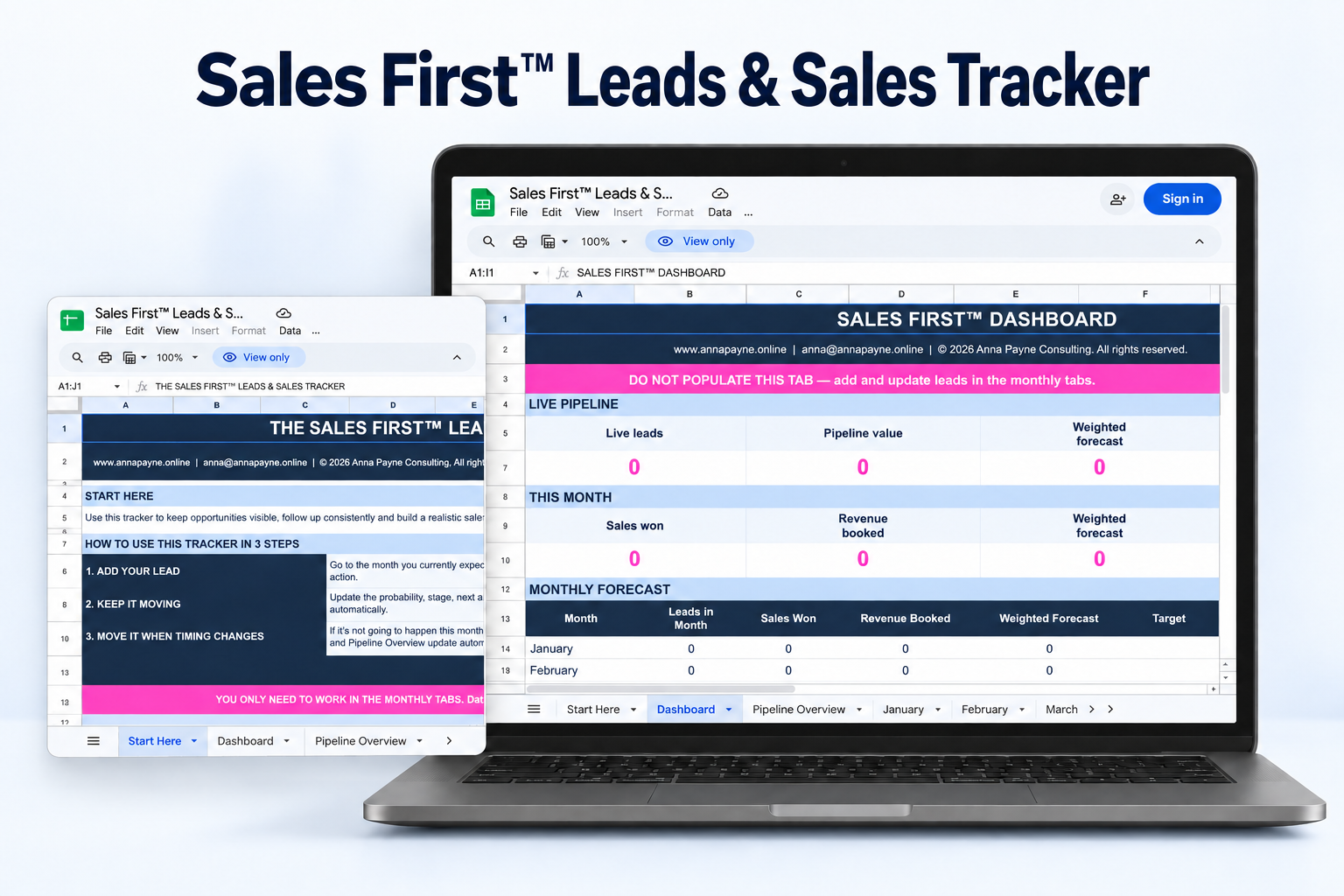 Sales First Leads and Sales Tracker dashboard and pipeline overview