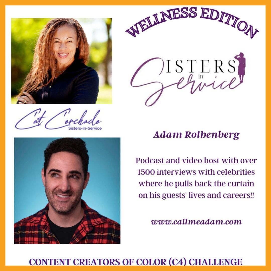 Headshots of Adam Rothenberg & Sisters in Service Podcast Host Cat Corchado