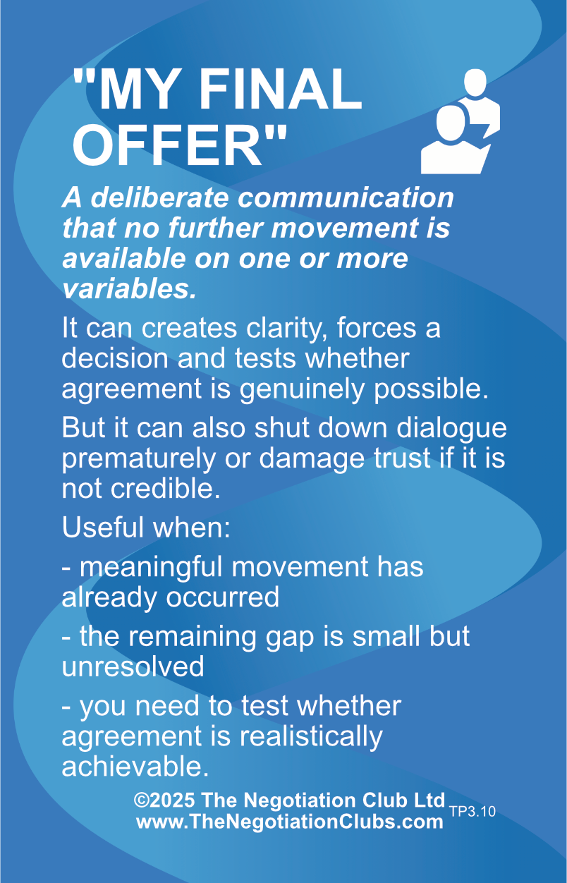Positive Regard negotiation tactic card for practising visible respect without concession.