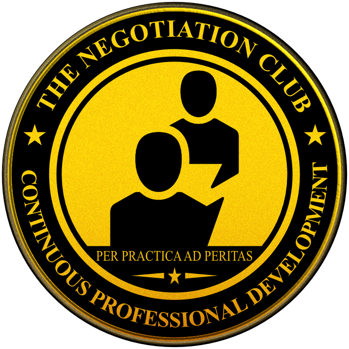 A circular image depicting the Seal Of Professional Development provided by The Negotiation Club