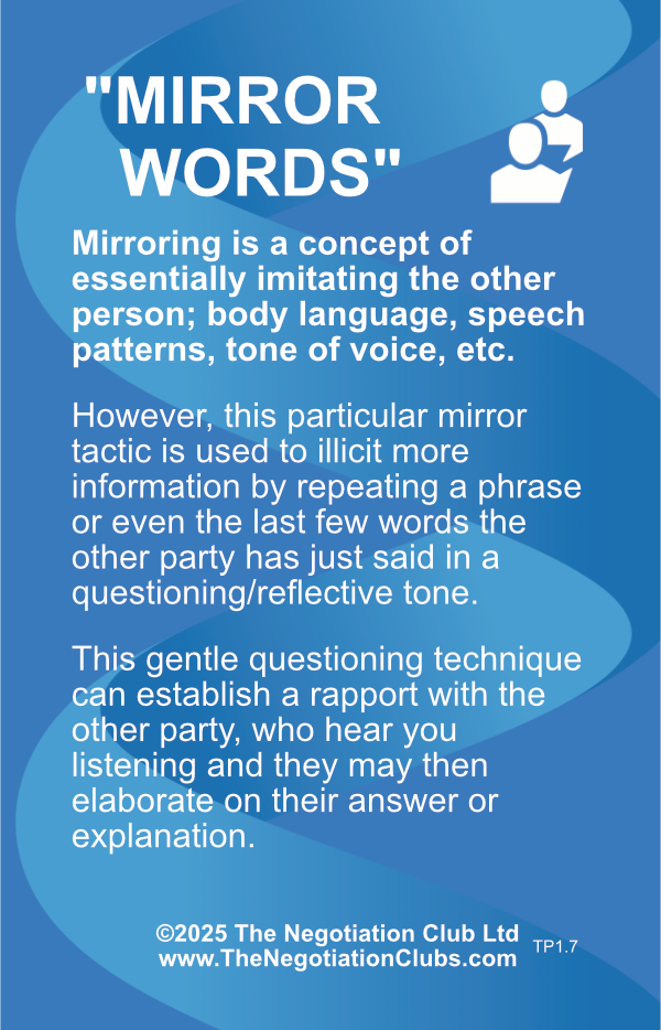 Negotiation Tactic Card – Mirroring