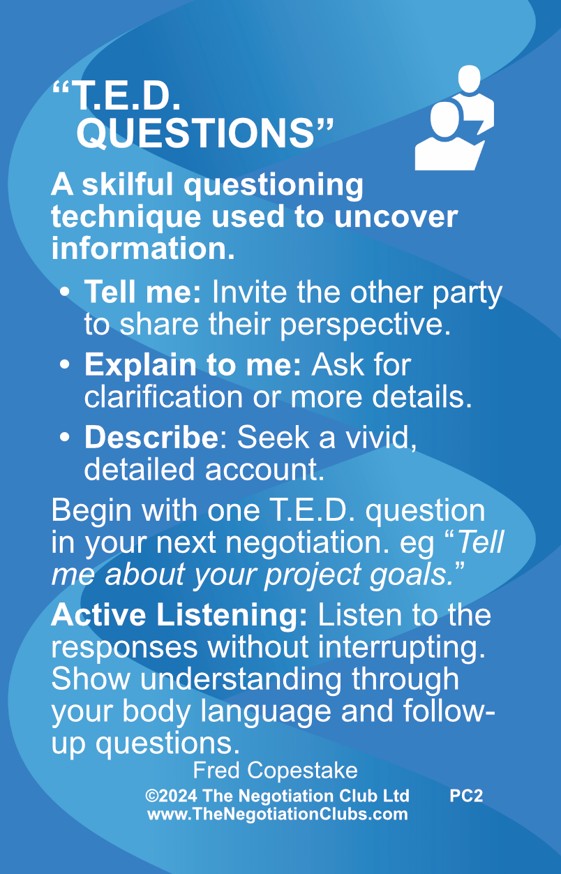 Negotiation Tactic Card – TED Questions
