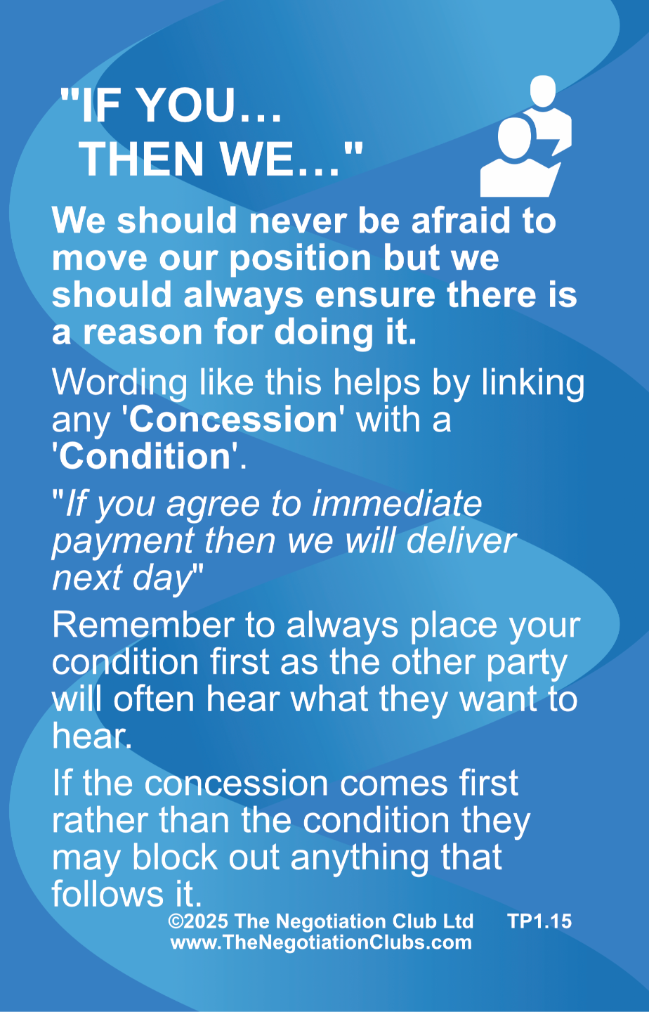 Negotiation Card that explains how Professional Flinch works in negotiations