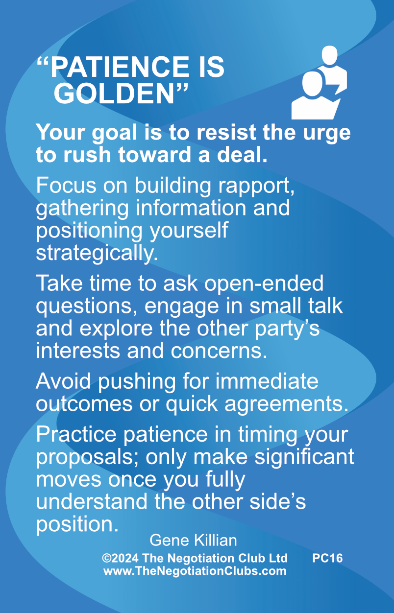 Negotiation Tactic Card – Patience