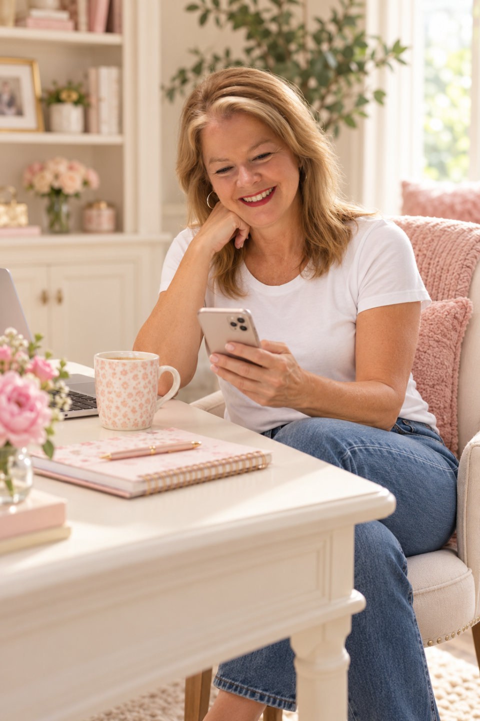 Susan Osborne holding her son and laughing