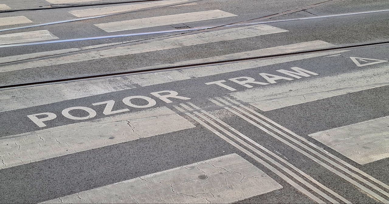 Prague tram warning