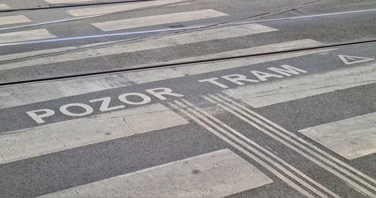 Prague tram warning