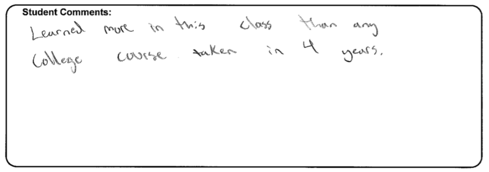 I learned more in this course than any college course taken in 4 years!