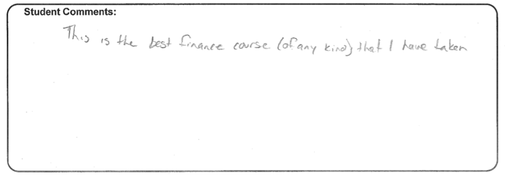 This is the best finance course (of any kind) that I have taken.