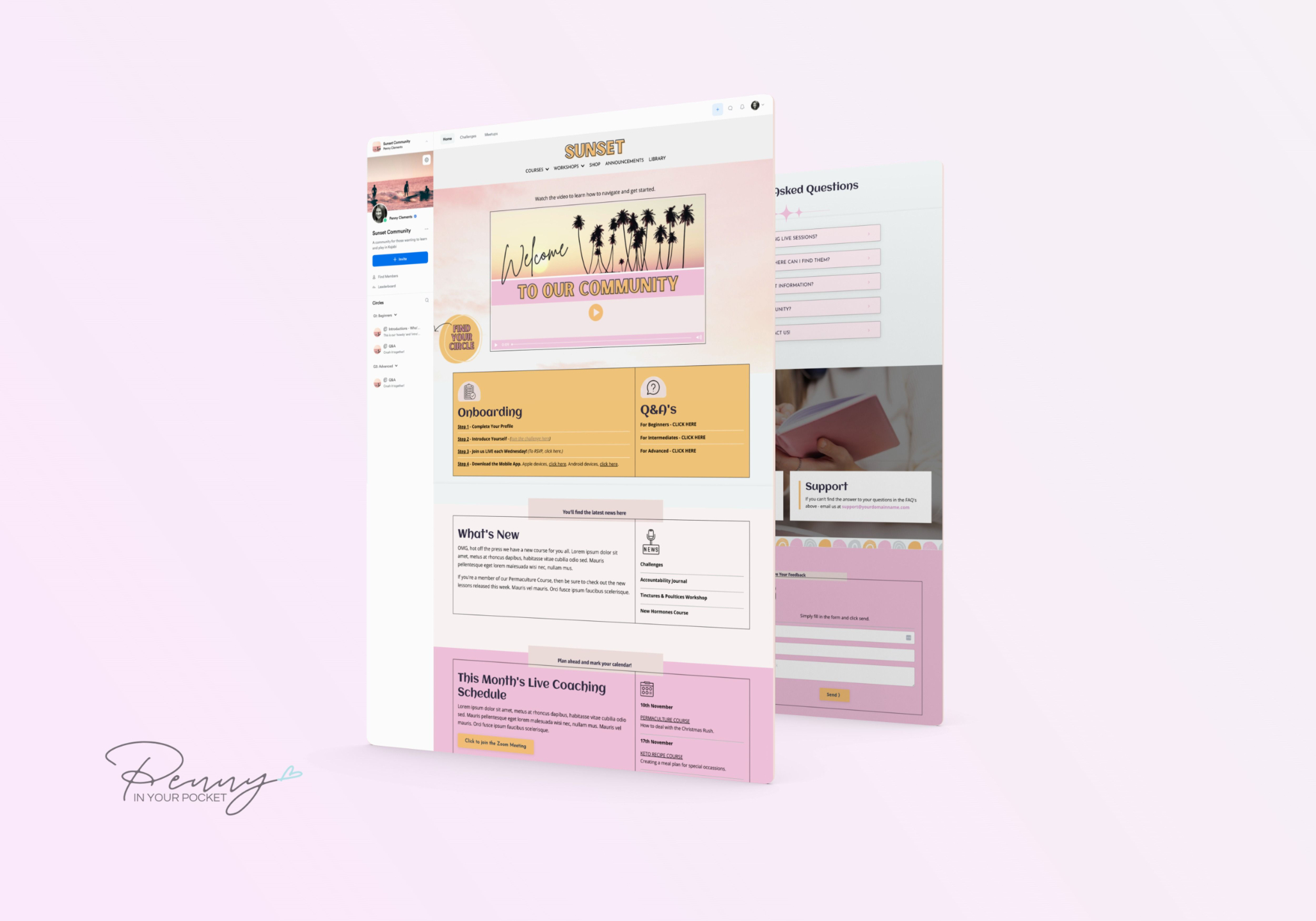Mockup of Penny In Your Pocket Kajabi Page Template for Communities Product